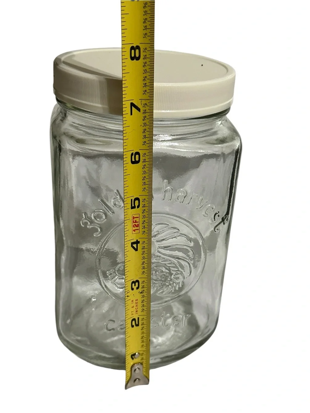 Vintage Golden Harvest Glass Canister | Embossed Cornucopia Farmhouse Kitchen St